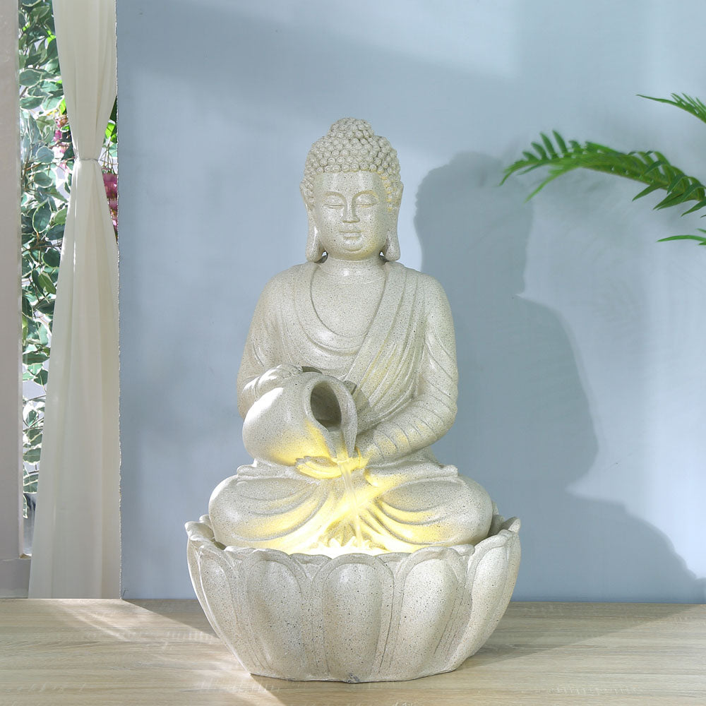 Decorative Buddha With Bowl Polyresin Water Fountain (Sand)