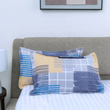 Square and Stripes Design Microfiber 17" x 27" Pillow Covers Set of 2 (Multicolor)