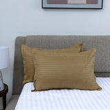 Stripes Microfiber 17" x 27" Pillow Covers Set of 2 (Beige)