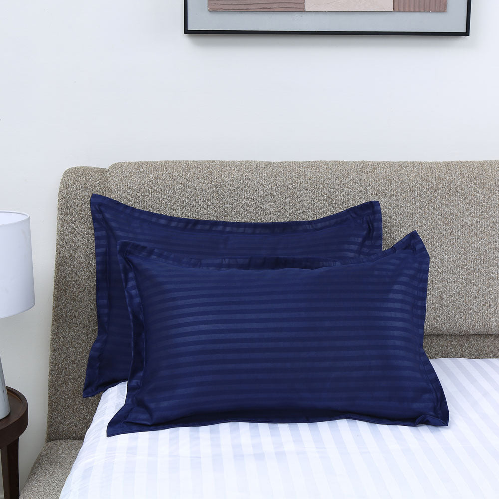 Stripes Microfiber 17" x 27" Pillow Covers Set of 2 (Blue)