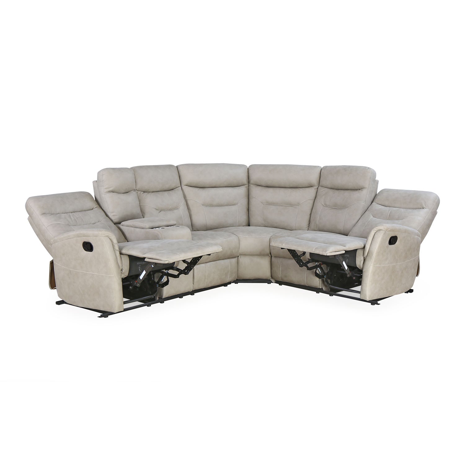 Braxton Corner Manual Recliner Sofa with Console (Beige)