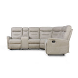 Braxton Corner Manual Recliner Sofa with Console (Beige)