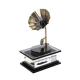 Decorative Crystal & Metal Gramophone Showpiece (Black & Gold)