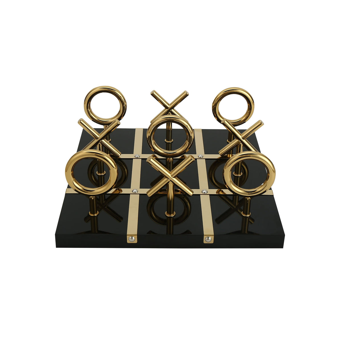 Tic Tac Toe Metal Decorative Showpiece (Black & Gold)