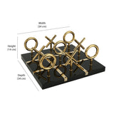 Tic Tac Toe Metal Decorative Showpiece (Black & Gold)