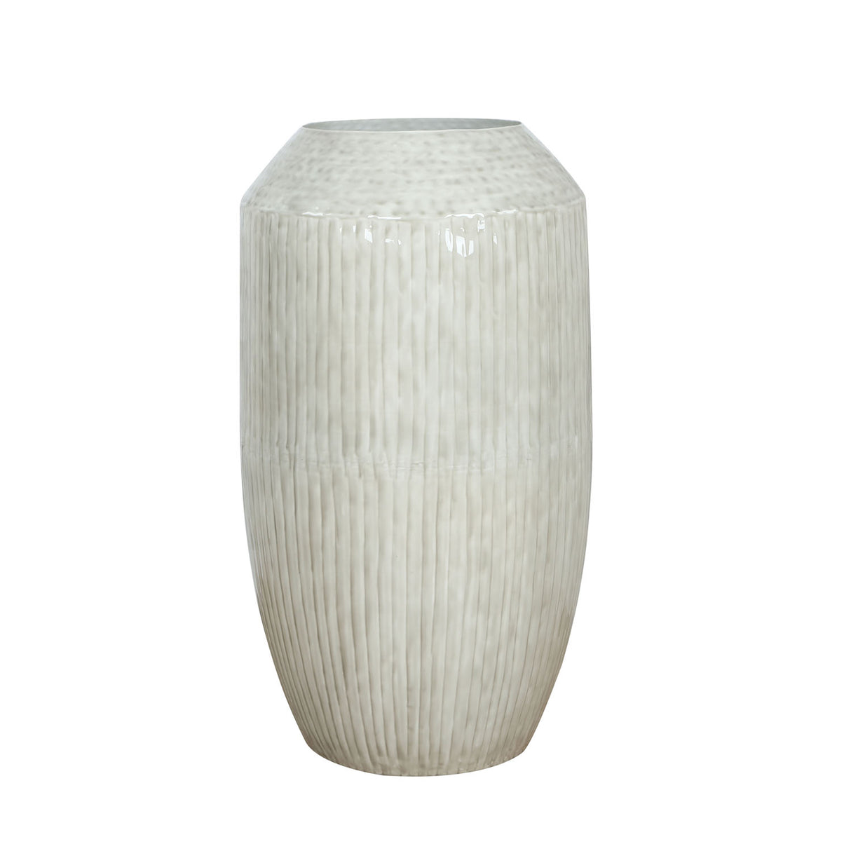 Decorative Fluted Iron Floor Vase (Beige)