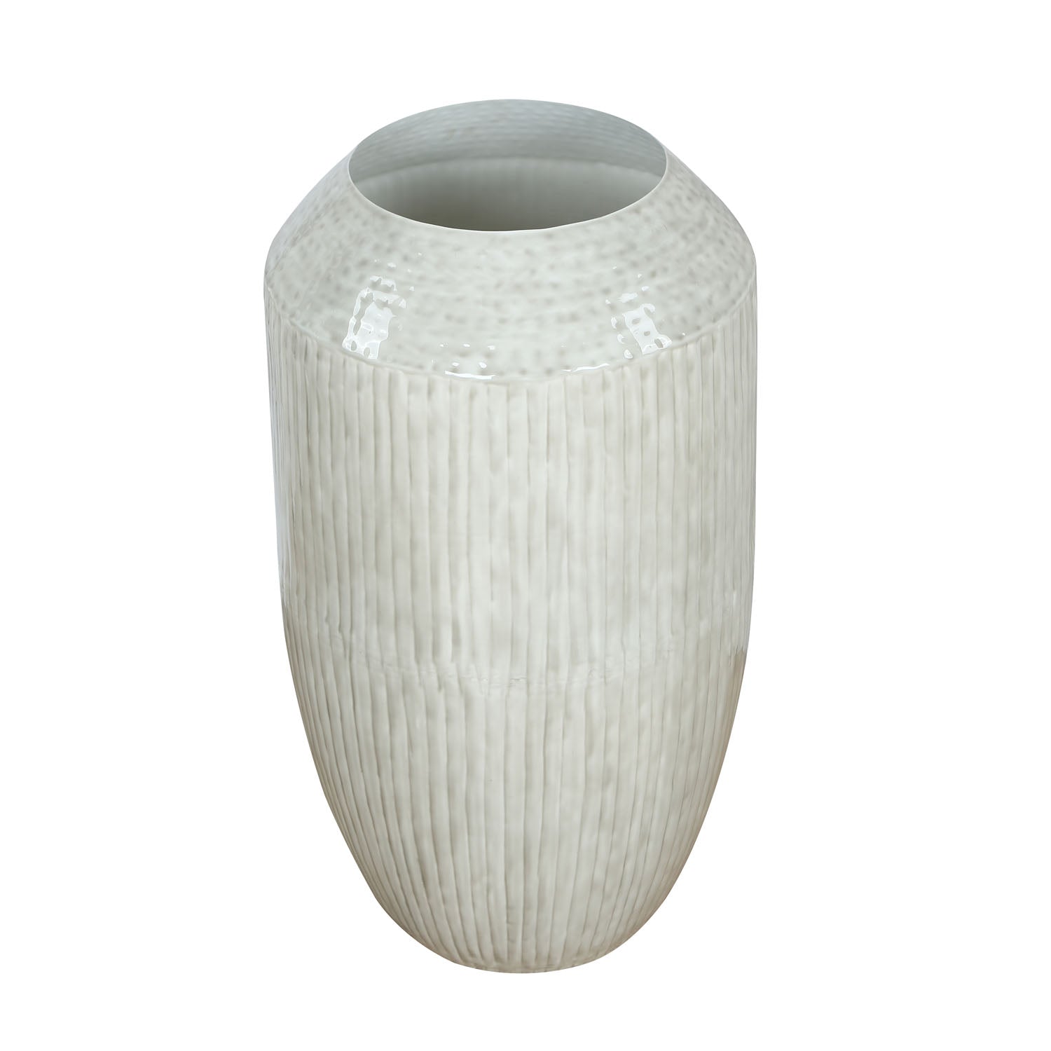 Decorative Fluted Iron Floor Vase (Beige)