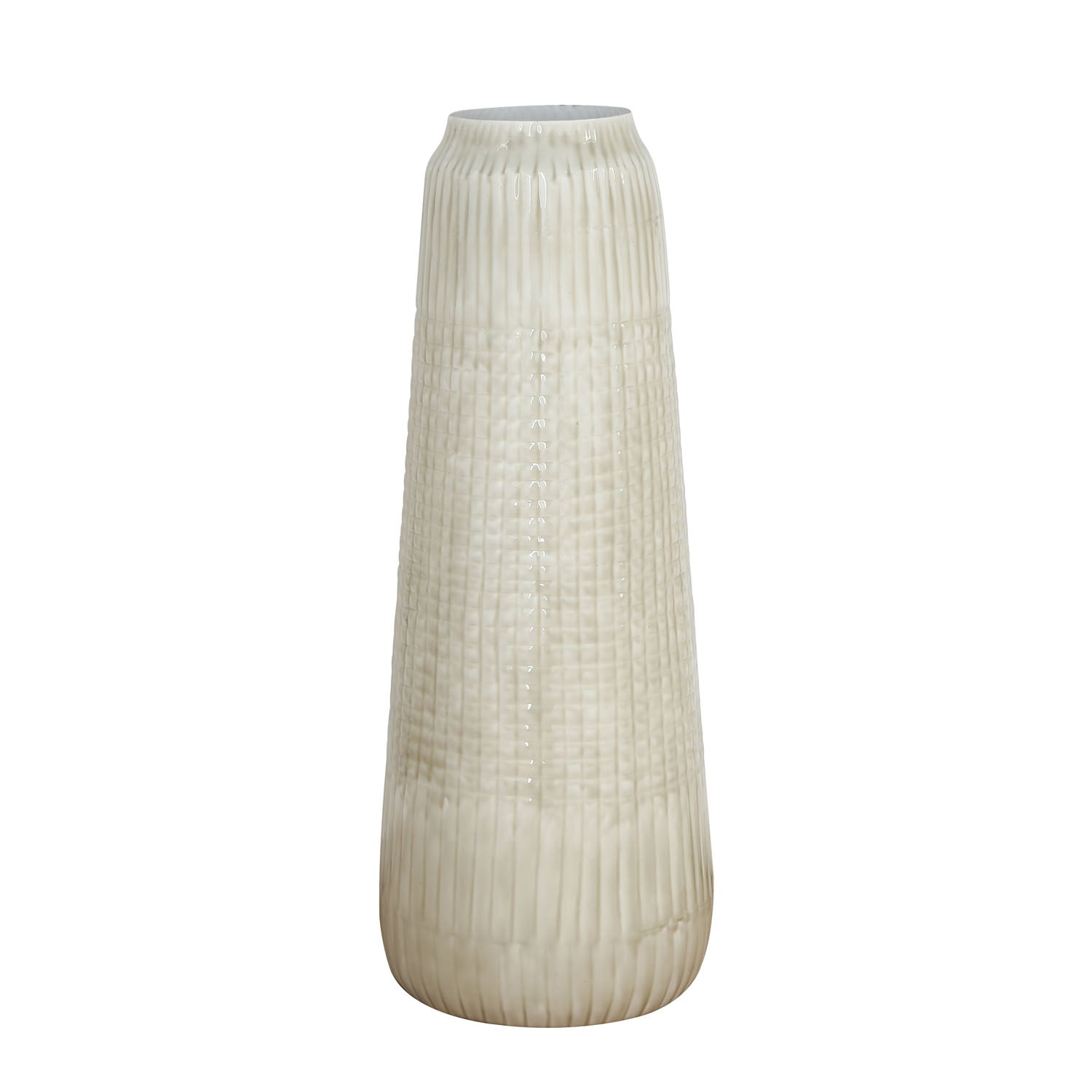 Decorative Checkered Iron Floor Vase (Cream)