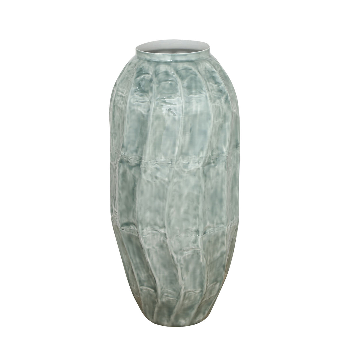 Decorative Wavy Iron Floor Vase (Blue)