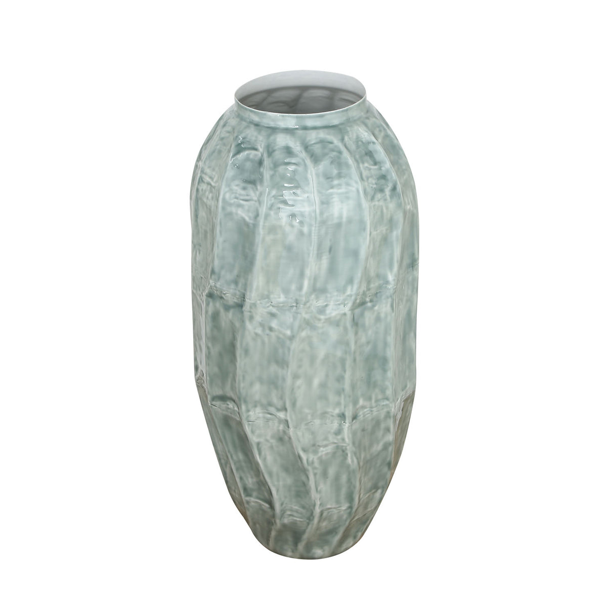 Decorative Wavy Iron Floor Vase (Blue)