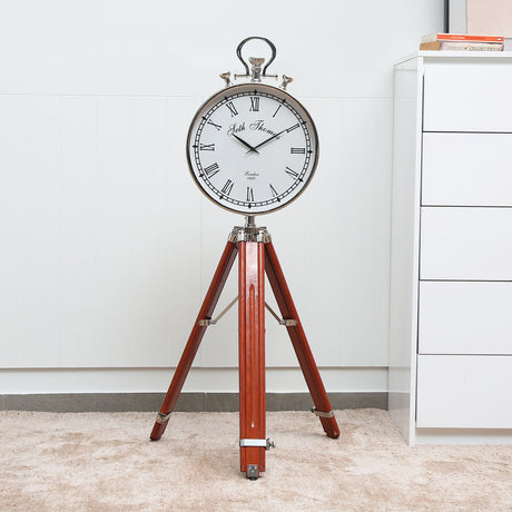 Vintage Style Tripod Stand Floor Clock (Brown)