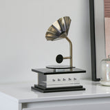 Decorative Crystal & Metal Gramophone Showpiece (Black & Gold)