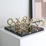 Tic Tac Toe Metal Decorative Showpiece (Black & Gold)