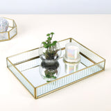 Decorative Iron & Glass Rectangular Tray (Gold)