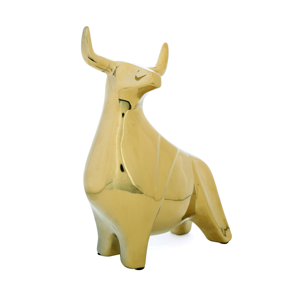 Posing Bull Ceramic Decorative Showpiece (Gold)