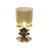 Decorative Floral Metal Candle Holder (Small, Gold)