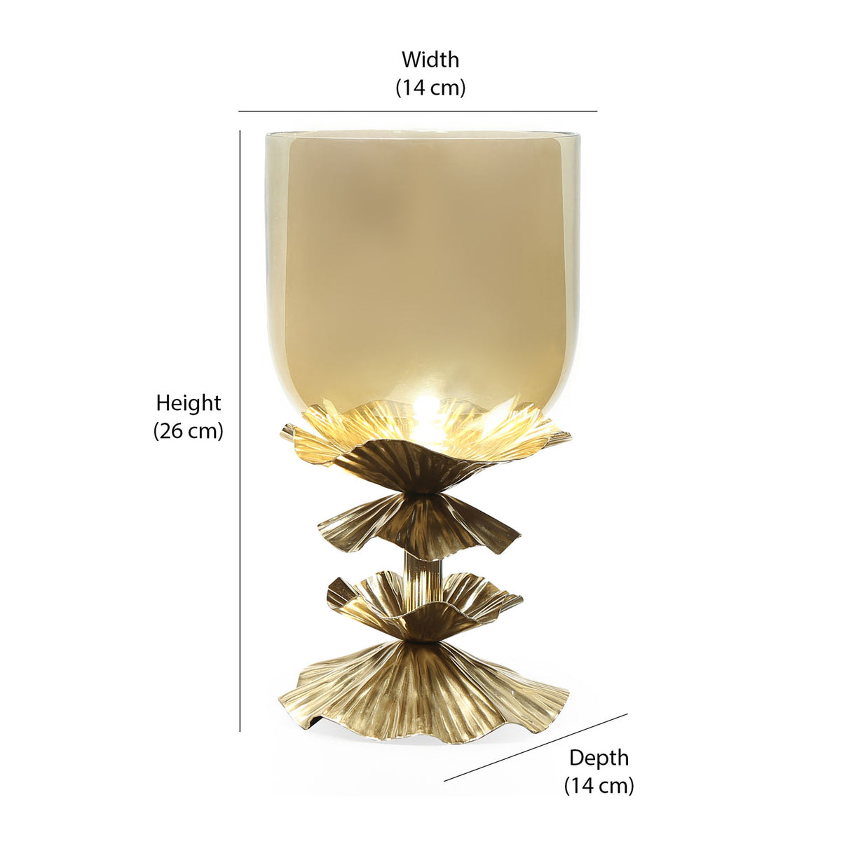 Decorative Floral Metal Candle Holder (Small, Gold)