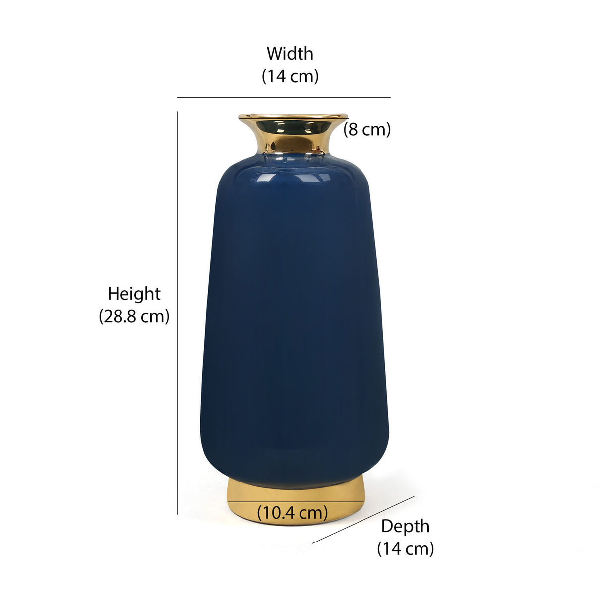 Decorative Ceramic Bottle Vase (Blue & Gold)