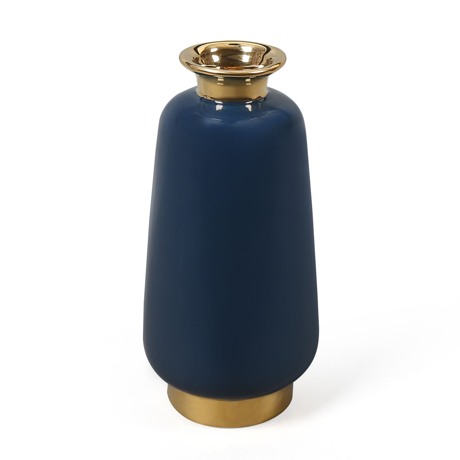 Decorative Ceramic Bottle Vase (Blue & Gold)