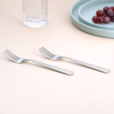 Nilkamal Arias by Lara Dutta Honey Comb Stainless Steel Dinner Fork Set of 6