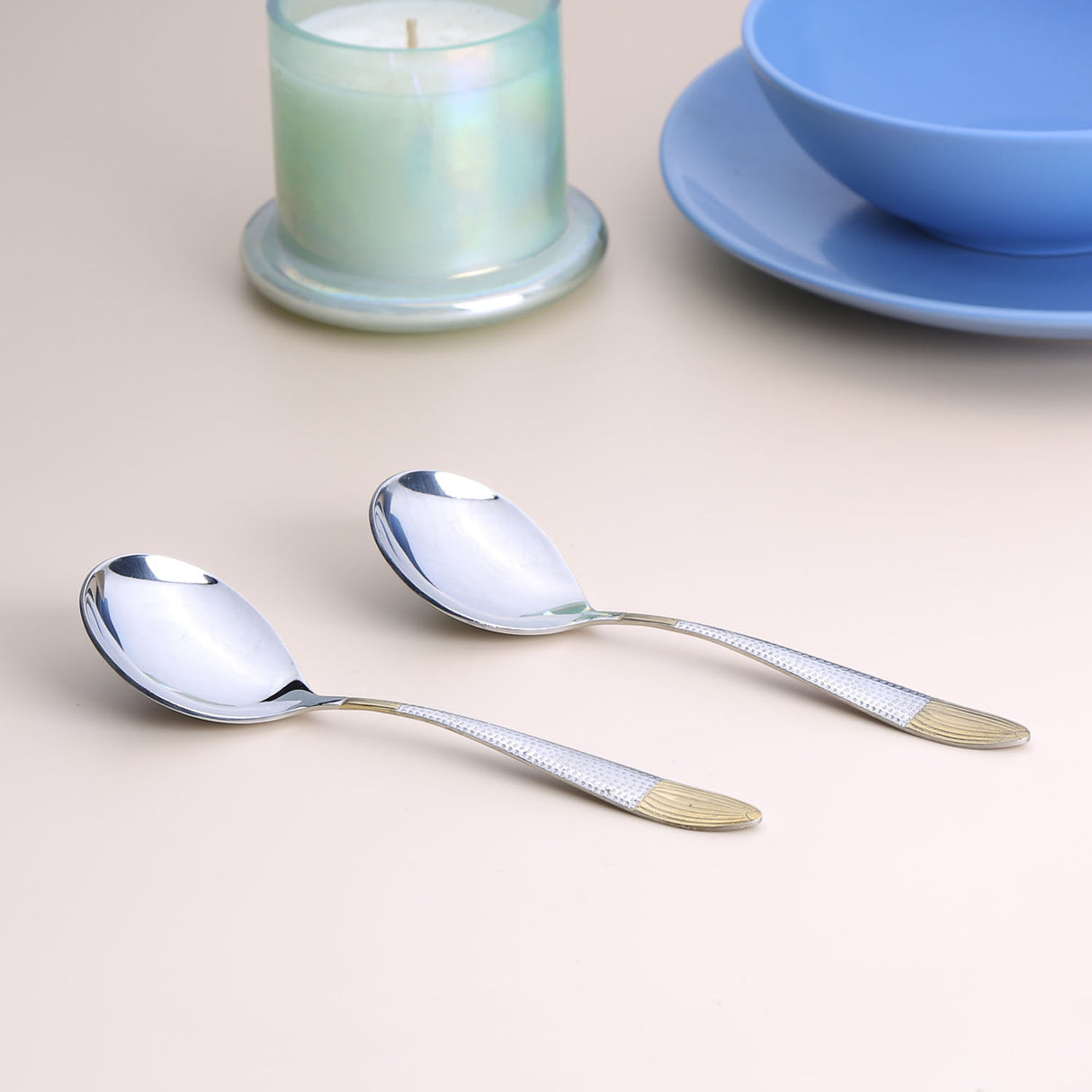 Arias by Lara Dutta Goldfin Stainless Steel Serving Spoon Set of 2