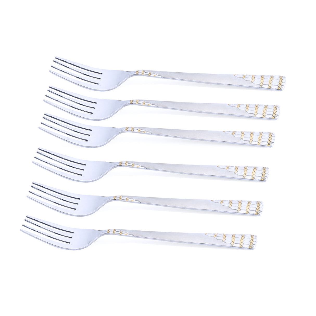 Arias by Lara Dutta Honey Comb Stainless Steel Dinner Fork Set of 6