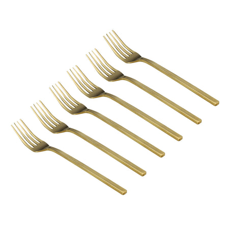 Arias by Lara Dutta Gold Rush Stainless Steel Dinner Fork Set of 6