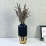 Decorative Bullet Shaped Ceramic Vase (Blue & Gold)