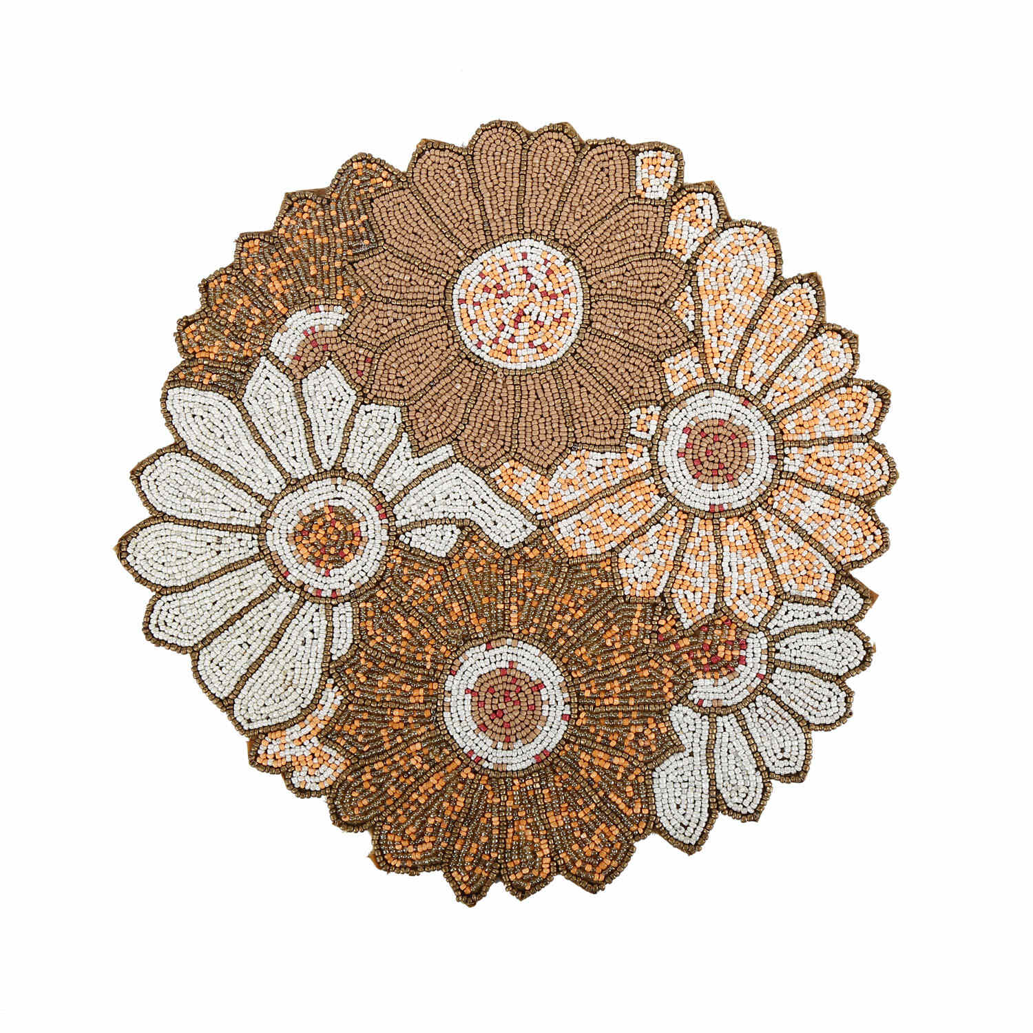 Floral Beaded Round Placemat (Multicolor)