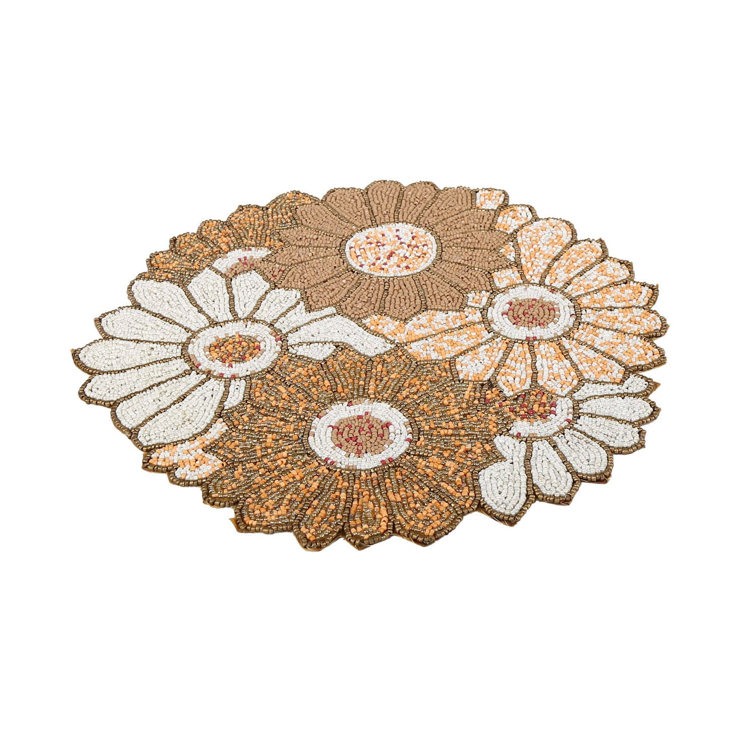 Floral Beaded Round Placemat (Multicolor)