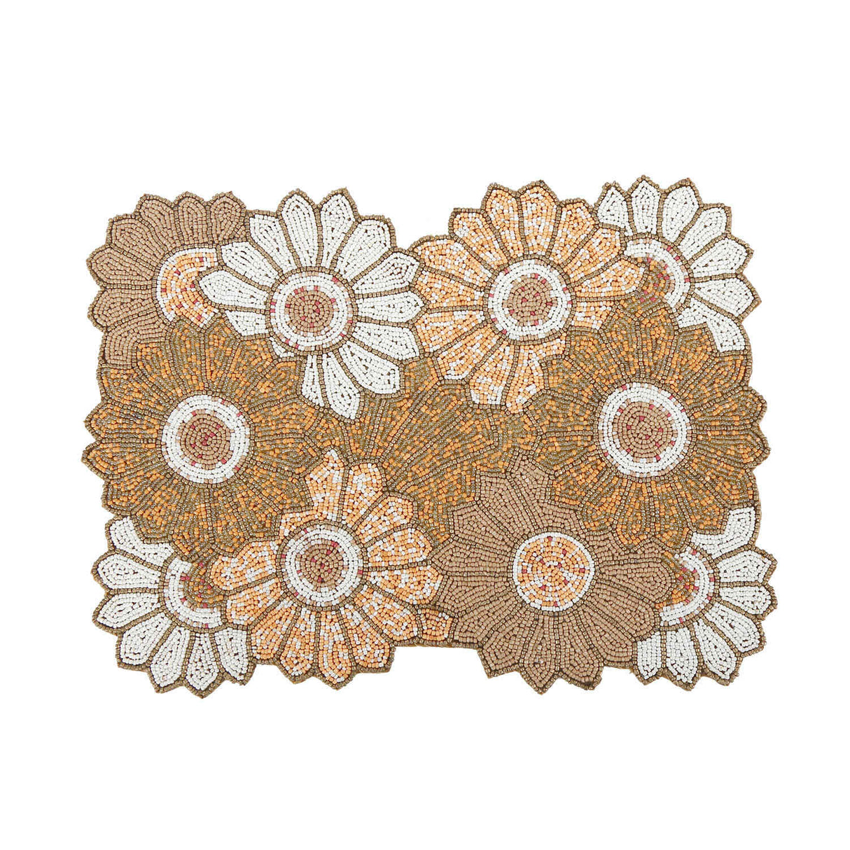 Floral Beaded Rectangular Placemat (Multicolor)