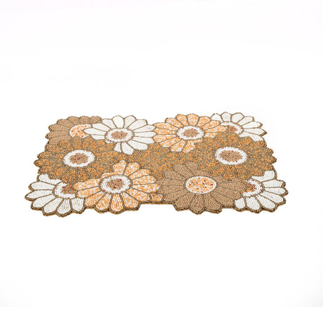 Floral Beaded Rectangular Placemat (Multicolor)