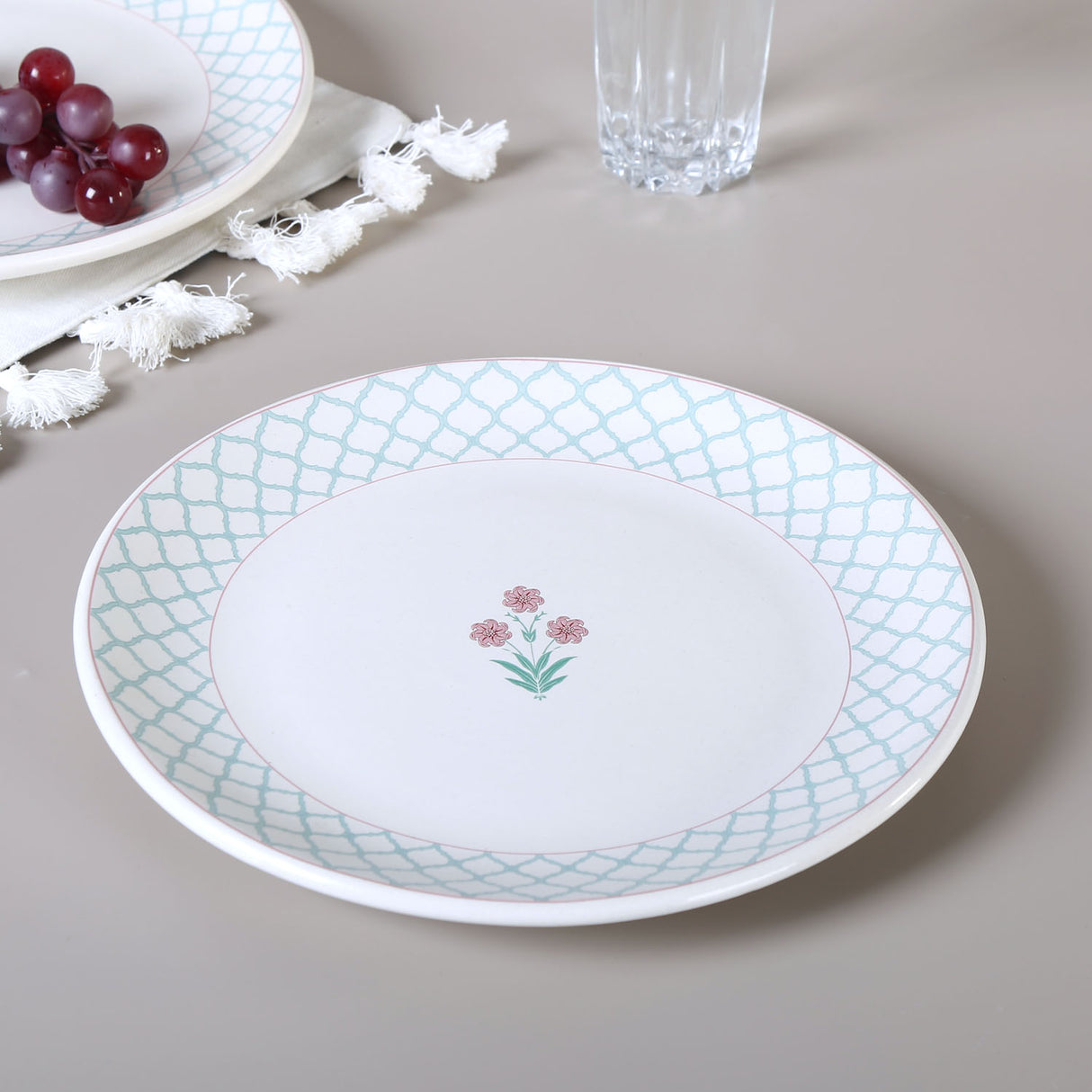 Floral Stoneware Dinner Plate (Green)