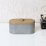 Wooden Finish Polyresin Oval Storage Box Organiser (Grey)