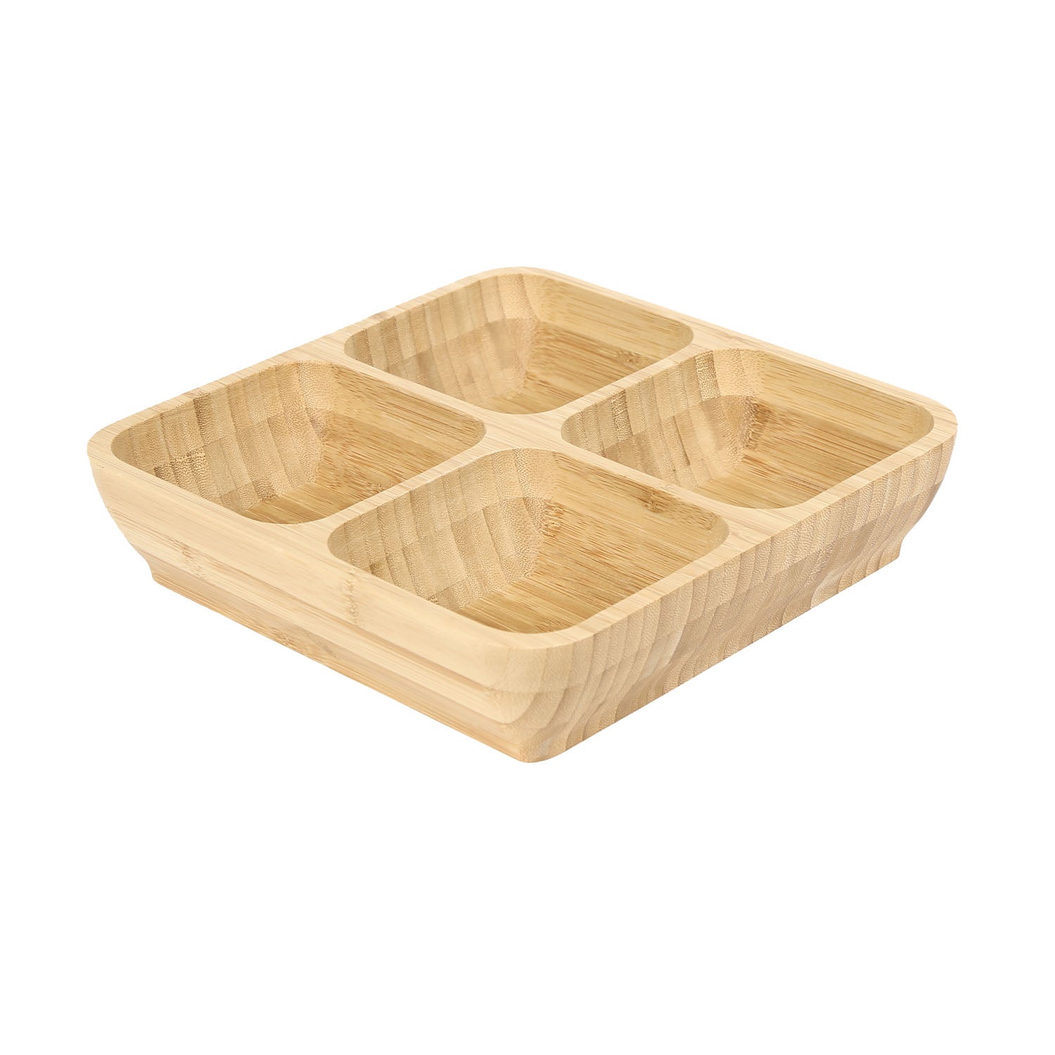 Four Sectional Bamboo Platter (Light Brown)