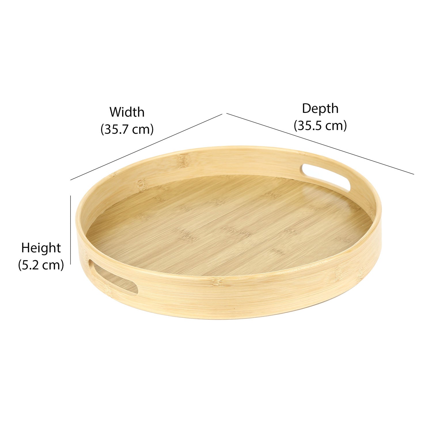 Round Bamboo Tray (35 x 5 cm, Light Brown)