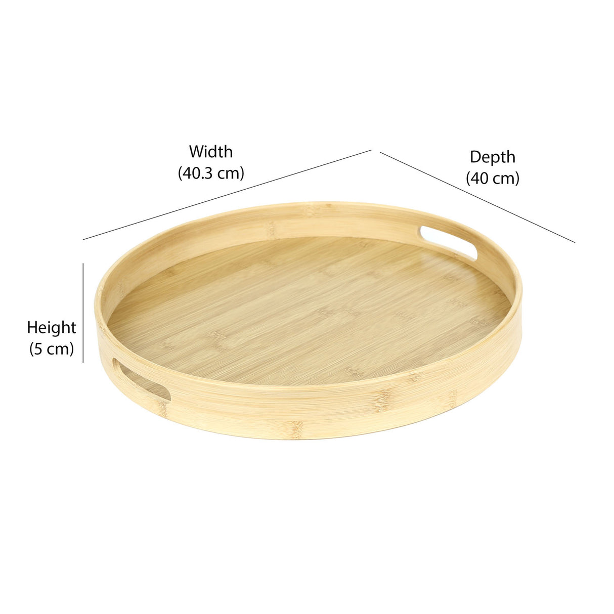 Round Bamboo Tray (40 x 5 cm, Light Brown)