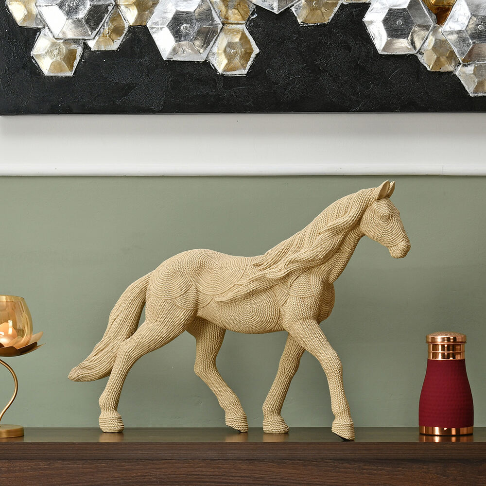 Nilkamal Horse Decorative Polyresin Showpiece (Cream)