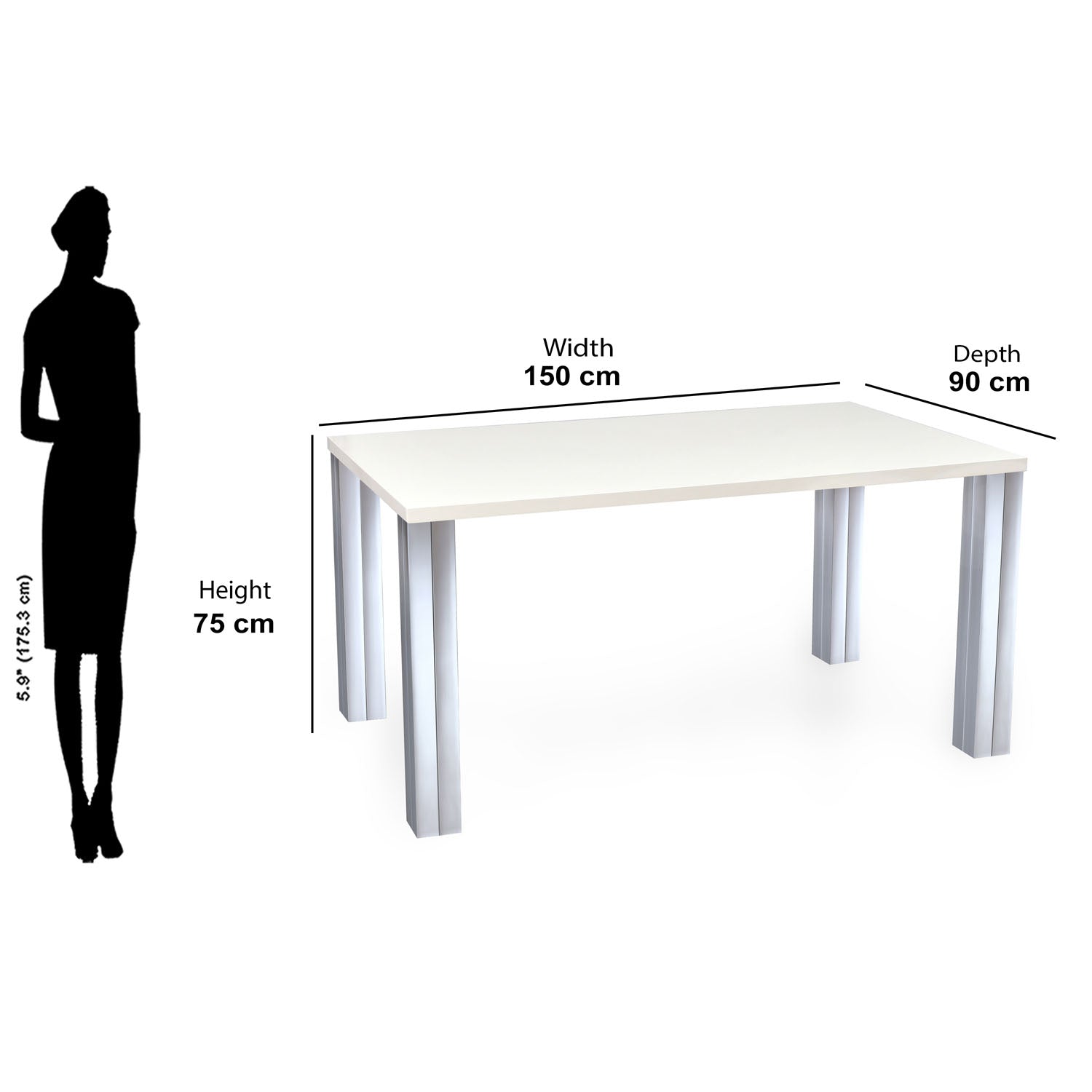 Frostine 6 Seater Dining Table (White)