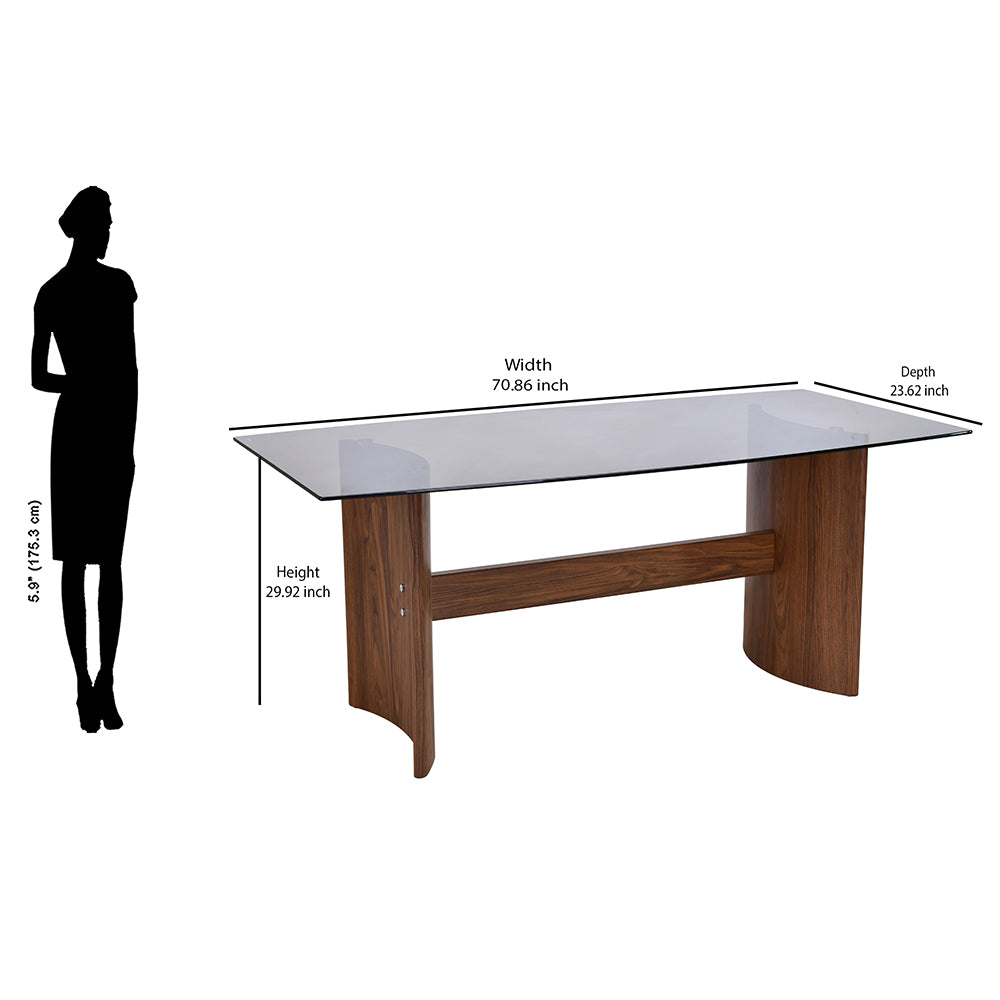 Ellipse 6 Seater Glass Top Dining Table (Brown)