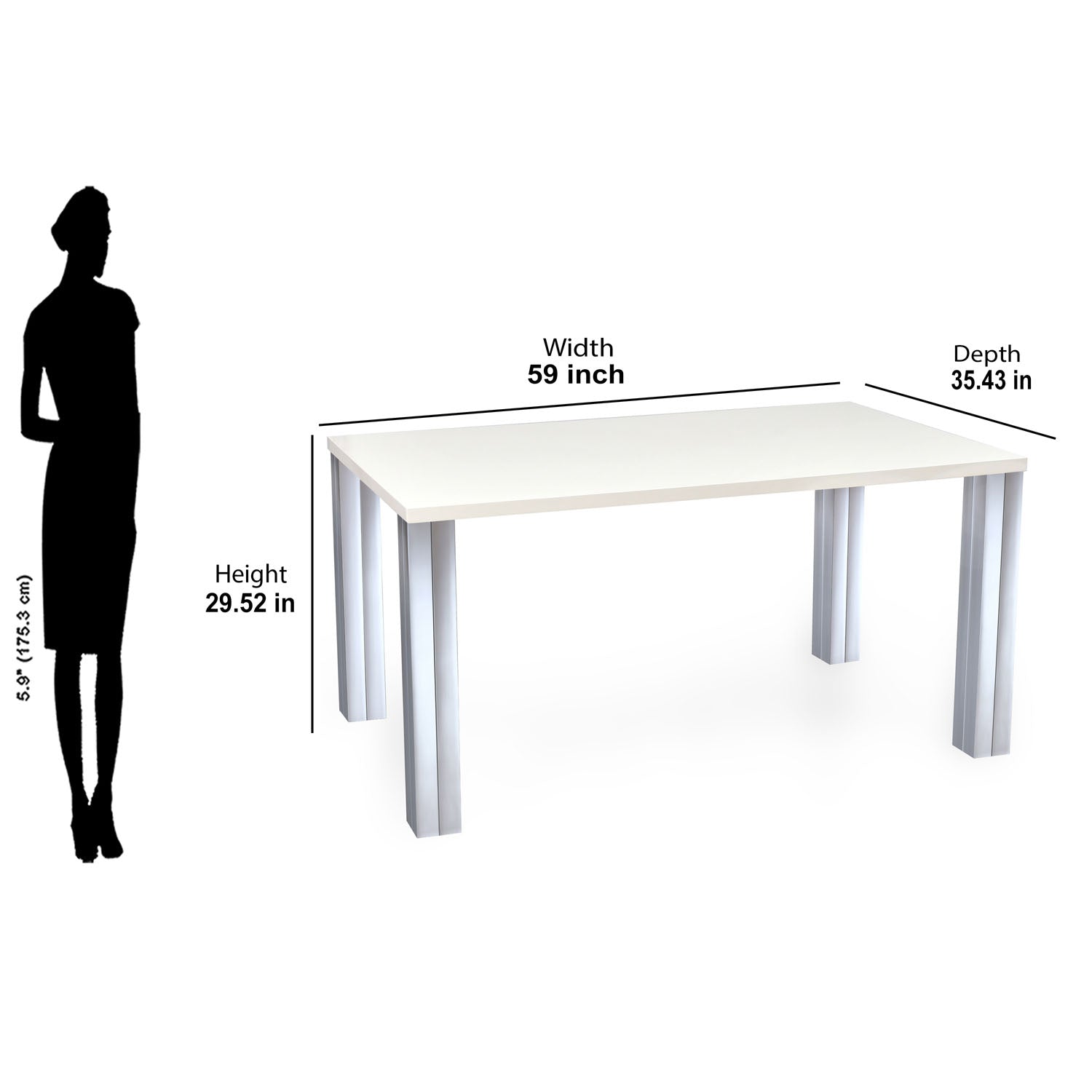 Frostine 6 Seater Dining Table (White)