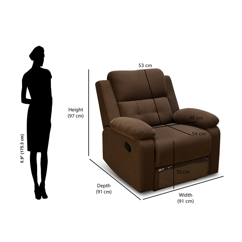 Derik 1 Seater Manual Recliner (Brown)