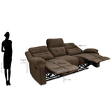 Derik 3 Seater Manual Recliner (Brown)