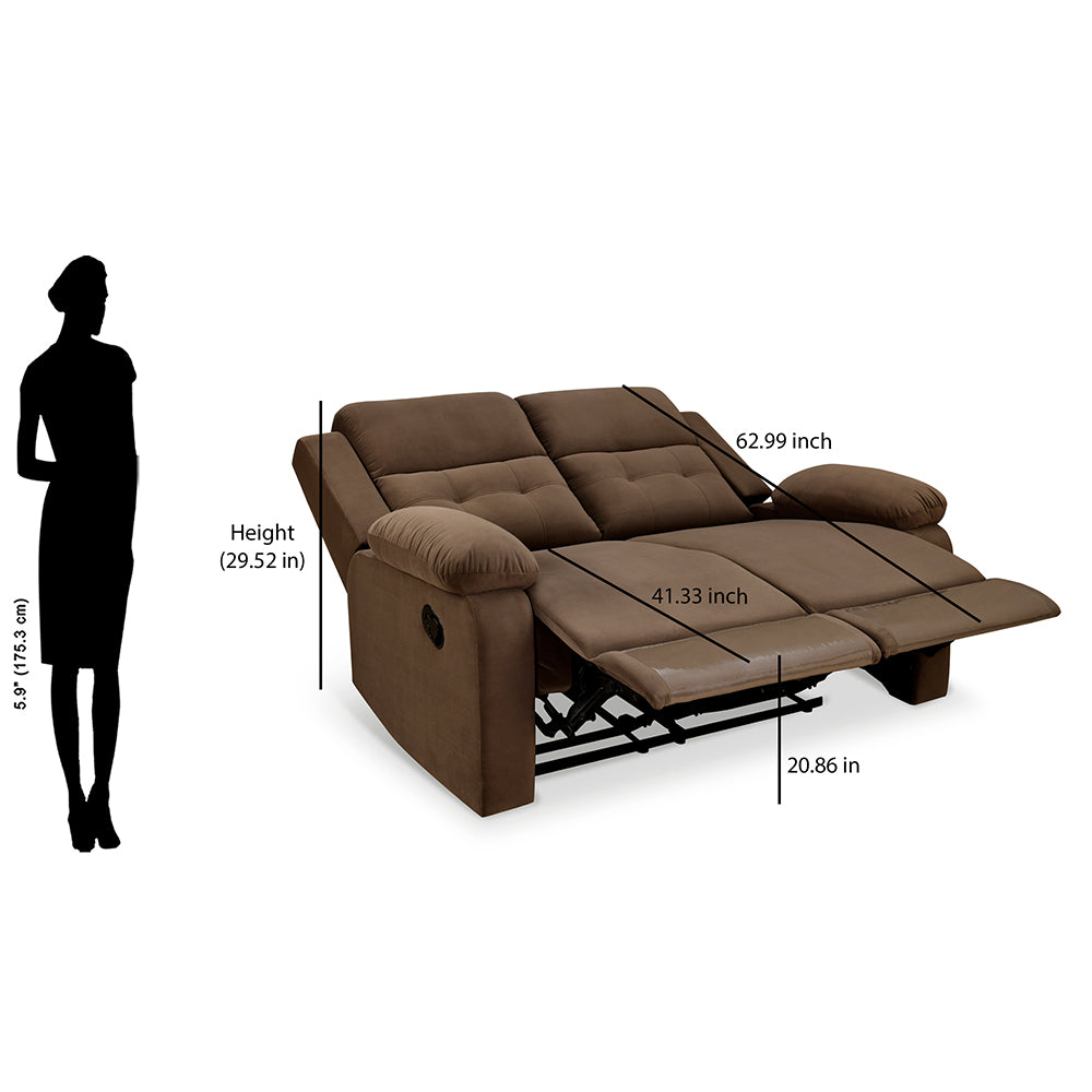 Derik 2 Seater Manual Recliner (Brown)