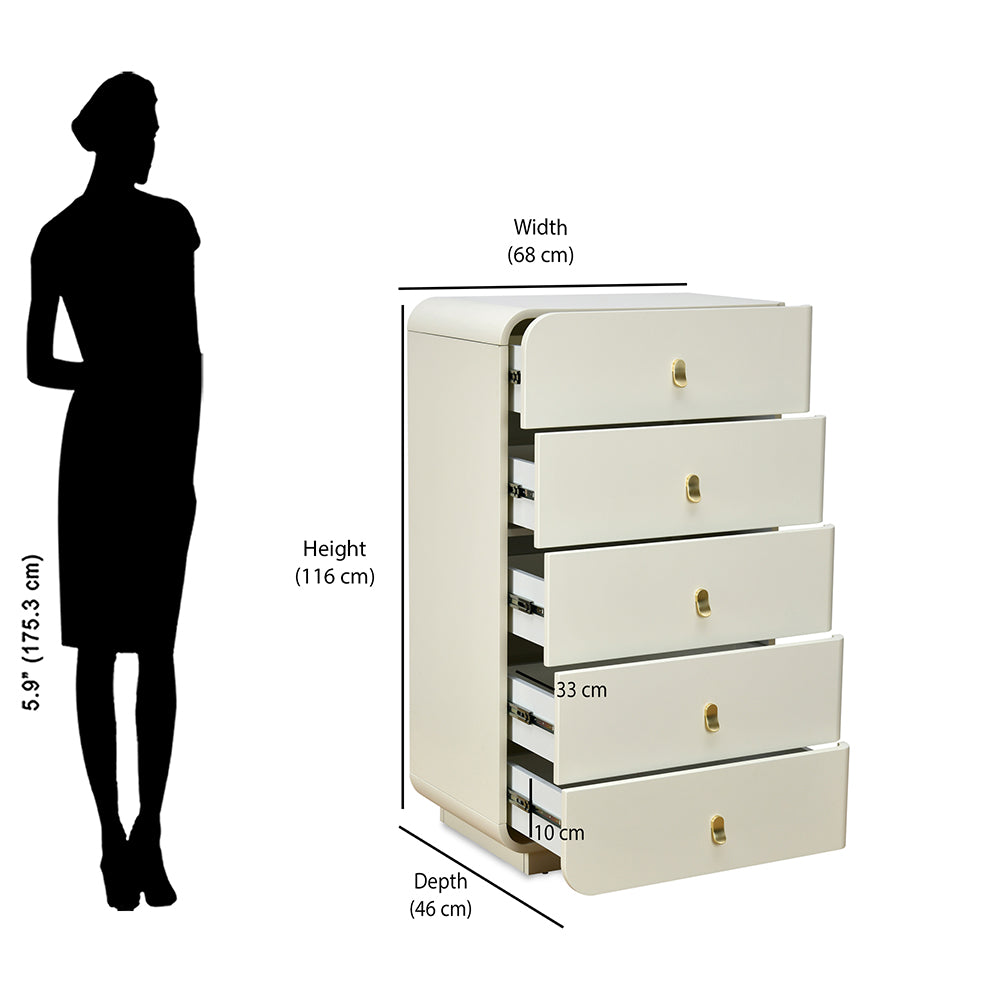 Phoenix Chest of 5 Drawers (Beige)