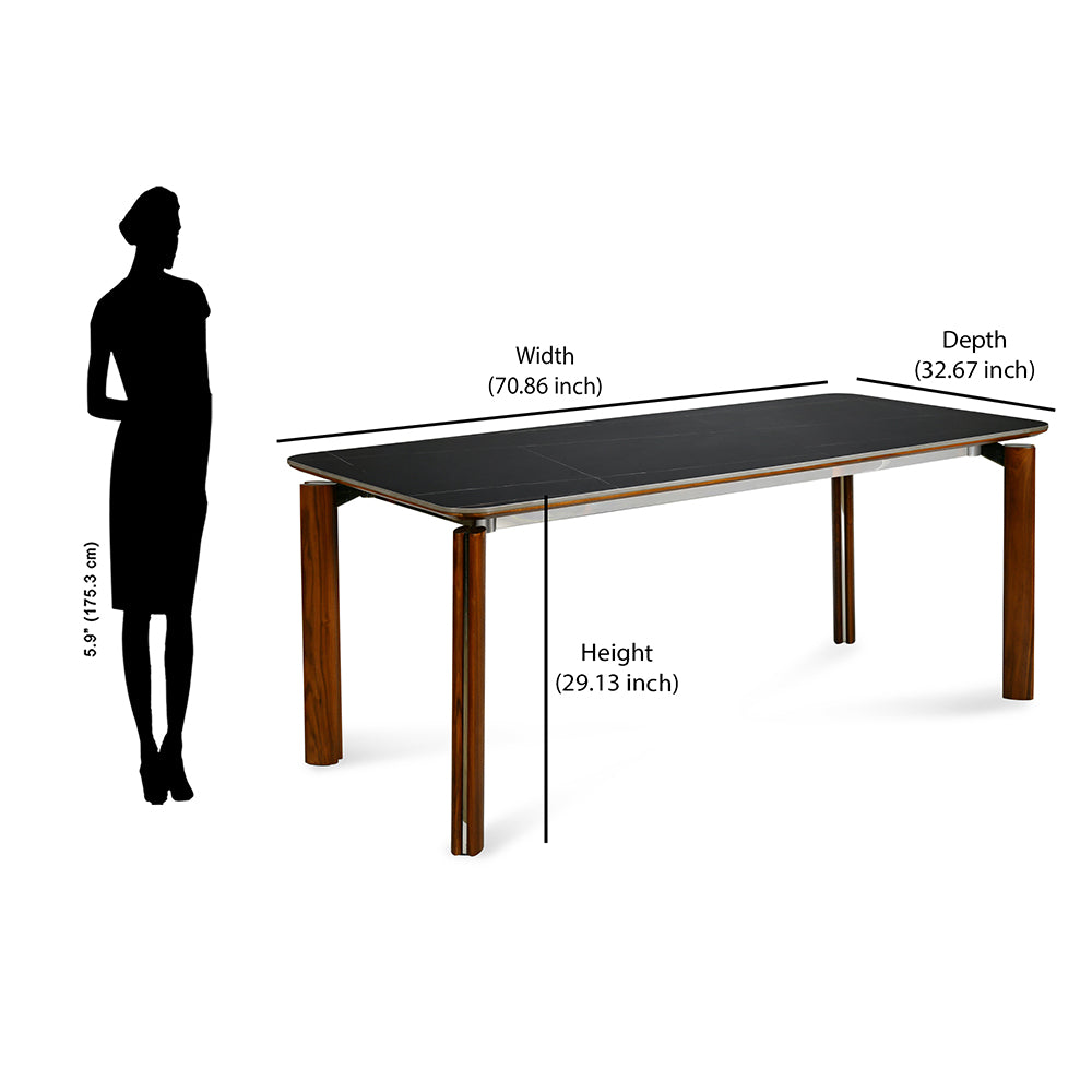 Trinity 6 Seater Dining Table (Black and Walnut)