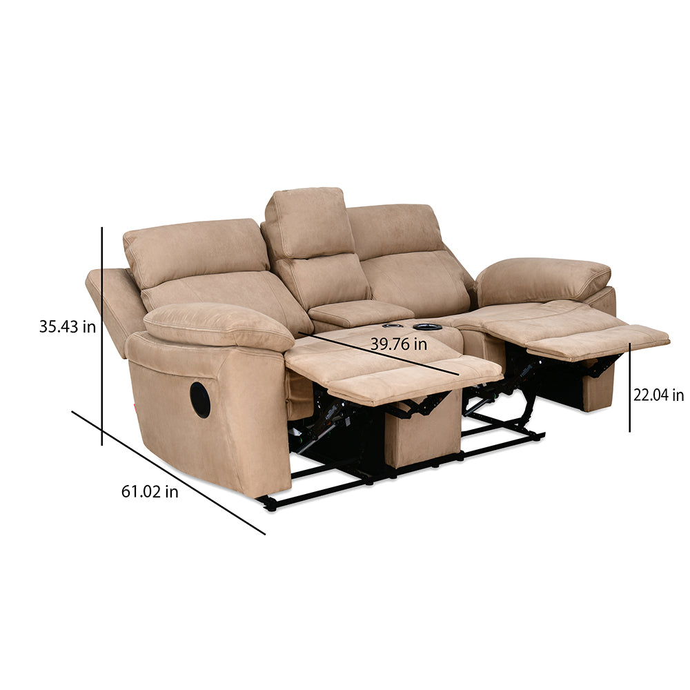 Clapton 2 Seater Double Motor Electric Recliner With Smart Center Console (Beige)