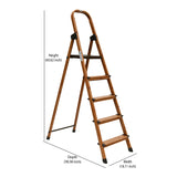 5 Steps Wooden Finished Foldable Aluminium Ladder (Brown)