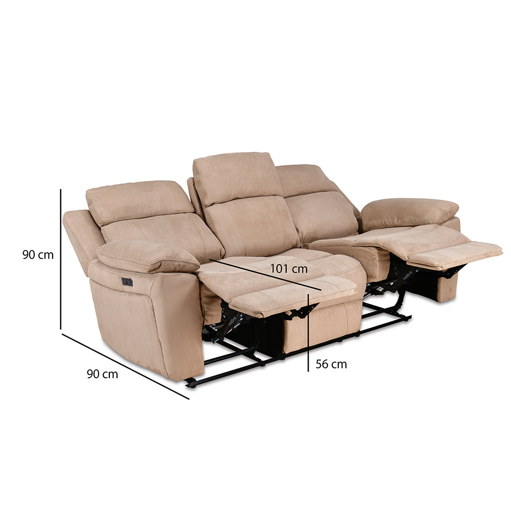 Clapton 3 Seater Double Motor Electric Recliner(Beige)