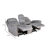 Favian 2 Seater Rocker Recliner Sofa With Console (Grey)